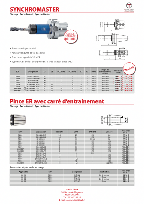 Promo porte taraud synchromaster